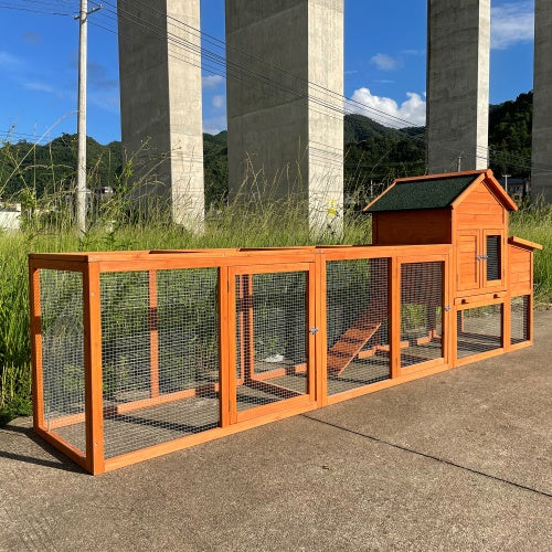 Large Wooden Chicken Coop, Outdoor Chicken Coop With Nest Box