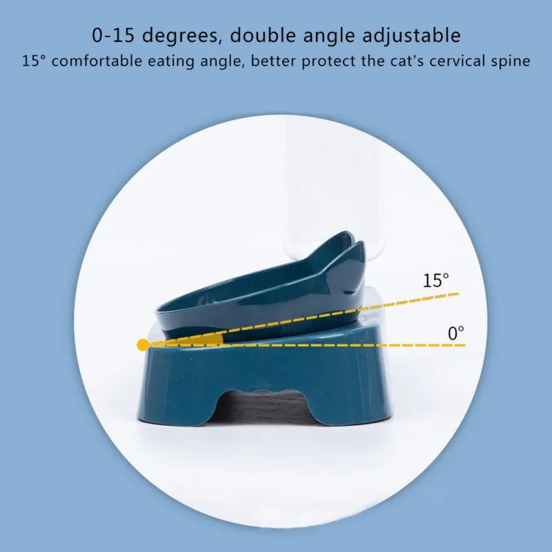 Automatic Raised Stand Pet Food Bowl with Water Fountain