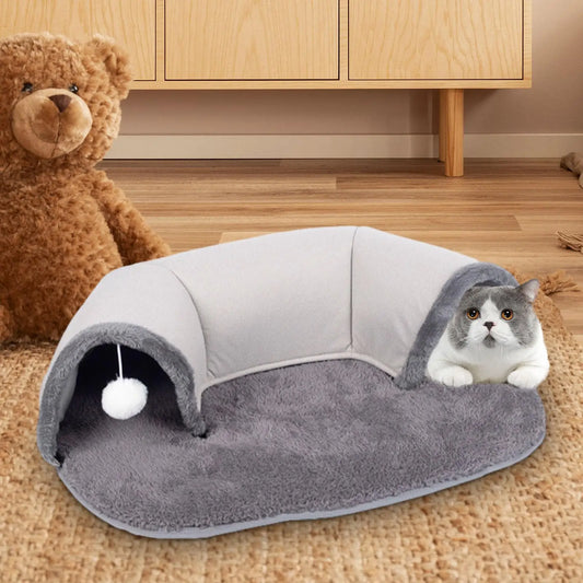 Cat Tunnel and Bed, Washable Soft Anti Slip Bottom