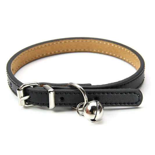 Soft Genuine Leather Cat Collar With Bell