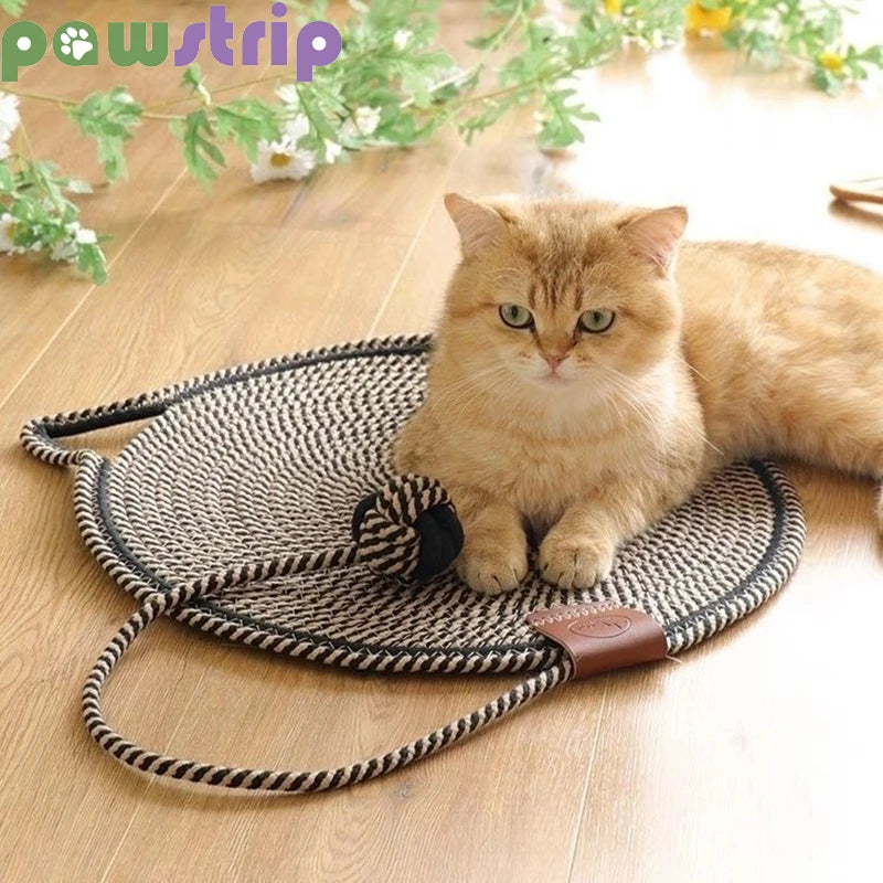 Cat shaped Scratcher Mat with Cotton Rope - Love My Pet