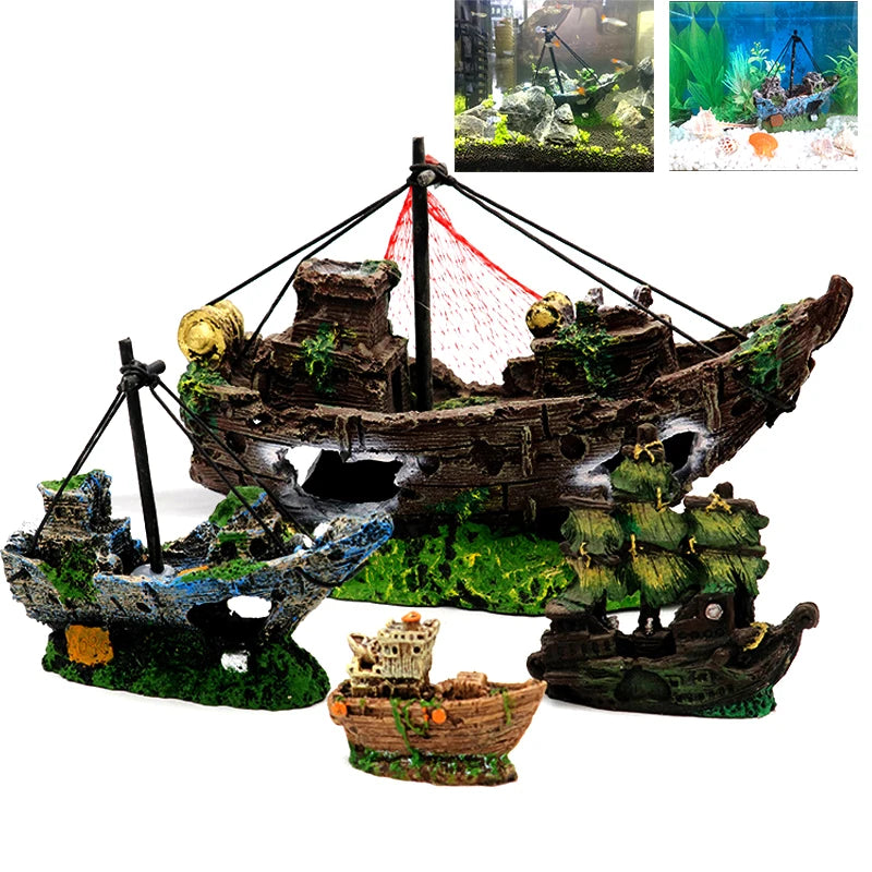 Aquarium Shipwreck Pirate Ship Decoration