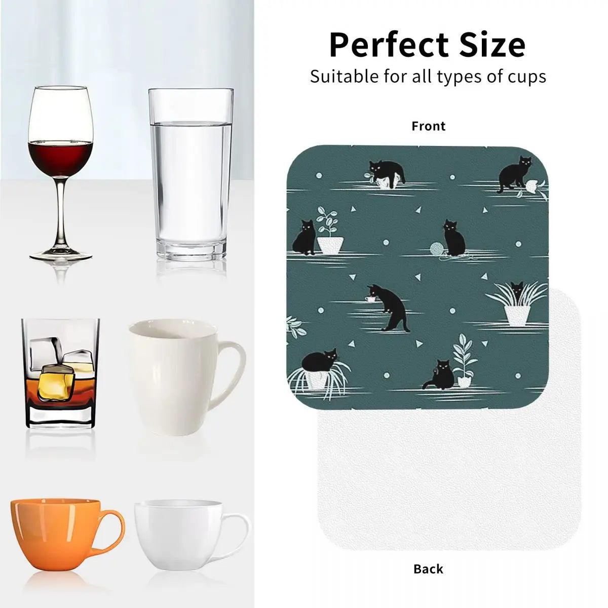 When The Black Cat Is Alone At Home Coasters, Placemats Set of 4