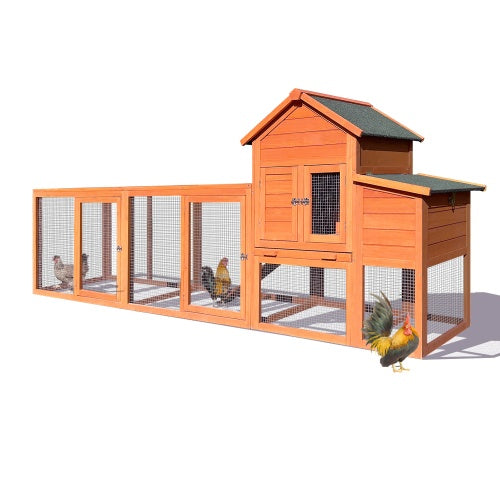 Large Wooden Chicken Coop, Outdoor Chicken Coop With Nest Box