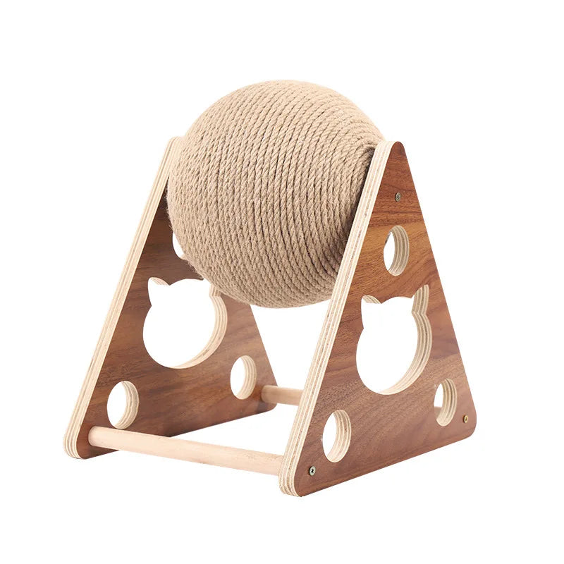 Solid Wood Cat Rotating Scratch Ball