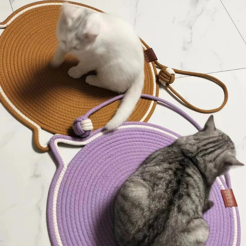 Cat shaped Scratcher Mat with Cotton Rope - Love My Pet