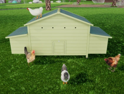 11.12 Square Feet Large Wooden Chicken Enclosure With 2 Free Range Doors, 2 Nest Boxes