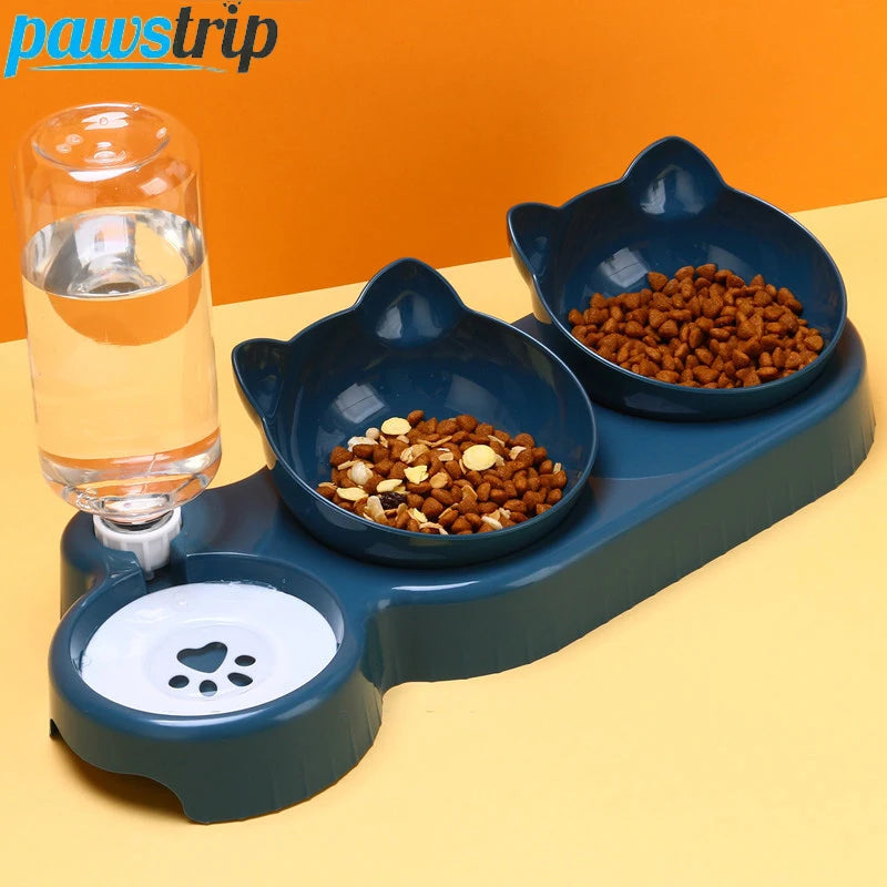 3 in 1 Cat Feeder and Automatic Water Dispenser Double Bowl