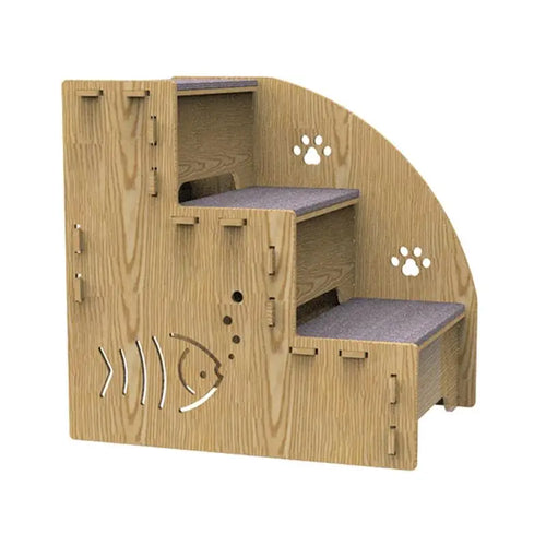 3-Step Wooden Pet Stairs, Non-Slip