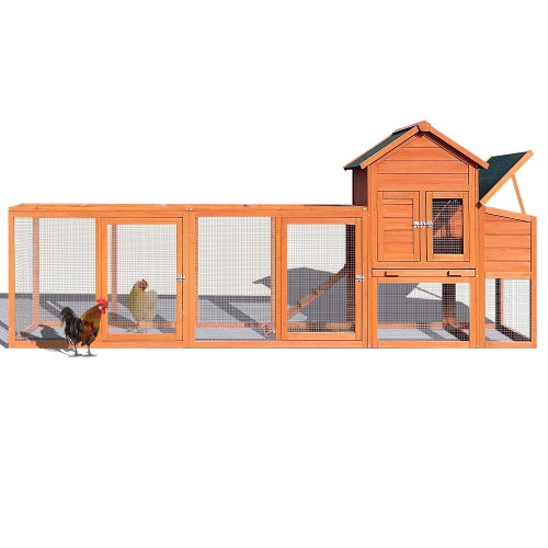 Large Wooden Chicken Enclosure, Outdoor Chicken Coop with Nest Box