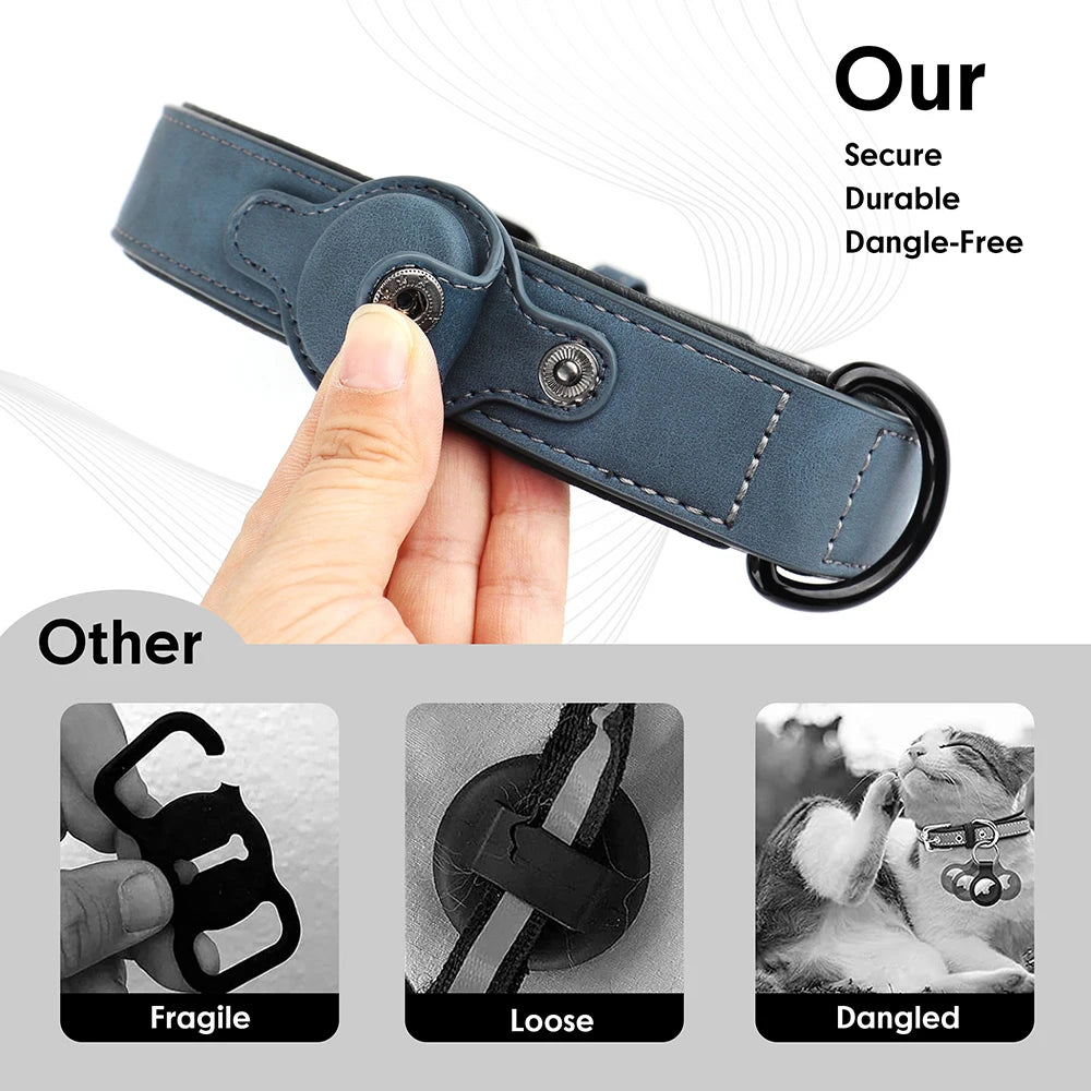 Leather Dog Collars Anti-lost Pet GPS Tracker