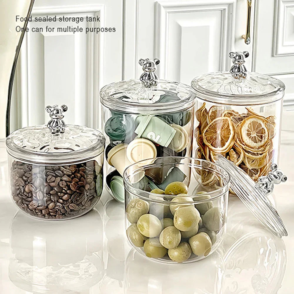 Transparent Food Storage Jars With Lid