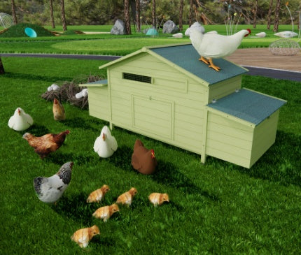 11.12 Square Feet Large Wooden Chicken Enclosure With 2 Free Range Doors, 2 Nest Boxes