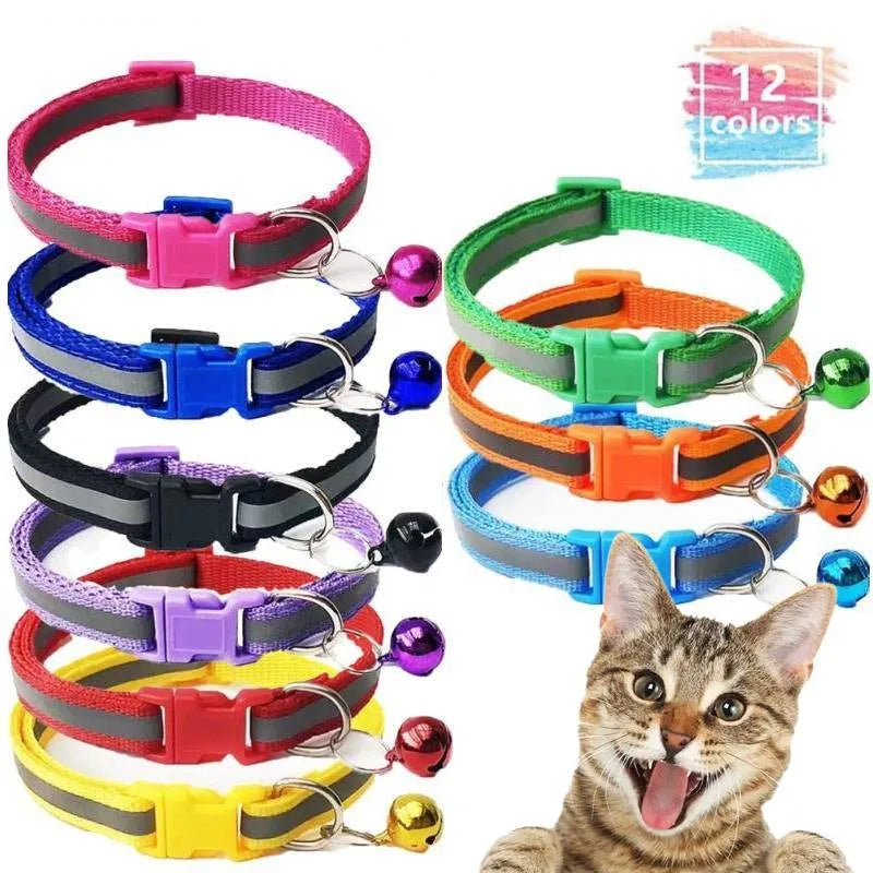 Reflective Pet Collars With Bells And Adjustable