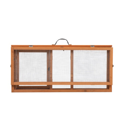 Folding Rabbit Cage, Outdoor Chicken Coop With Running, Wooden Poultry House Play Enclosure, Orange