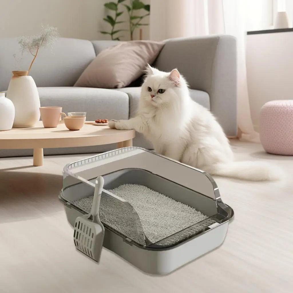 Cat Litter Pan And Anti Splashing Wall