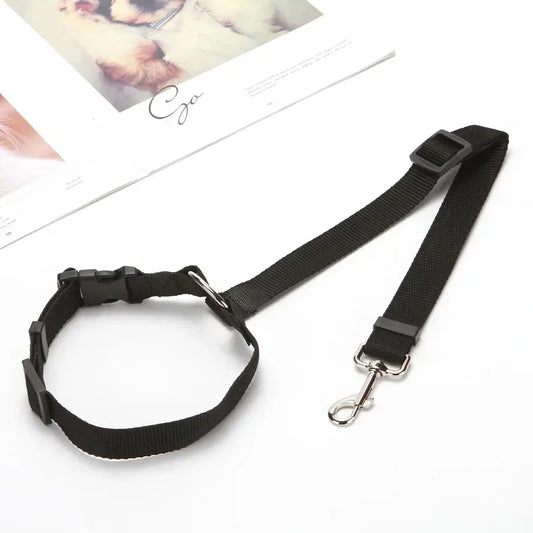 Solid Color Two-in-one Pet Car Seat Belt Nylon Lead Leash - Love My Pet