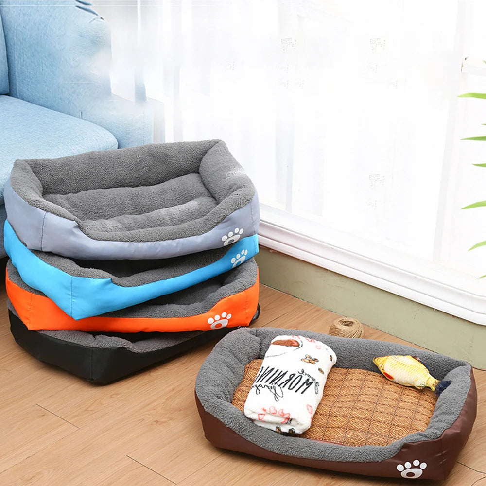 Washable Rectangle Pet Beds Waterproof Soft Fleece