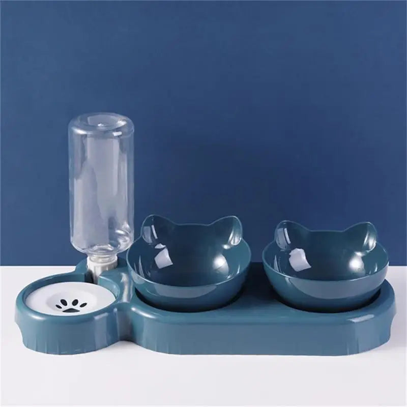 Pet Feeder, 2-in-1 Double Bowls With Automatic Drinking Bottle