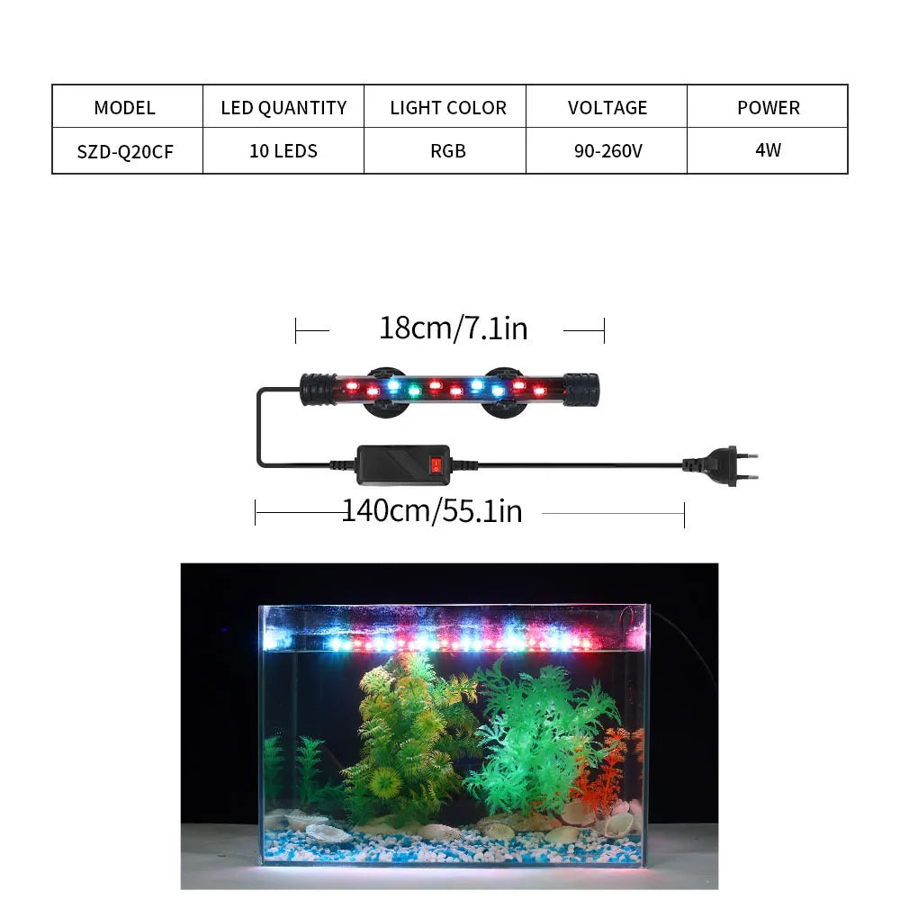 Aquarium Light LED Waterproof Fish Tank Clip Light 90-260V