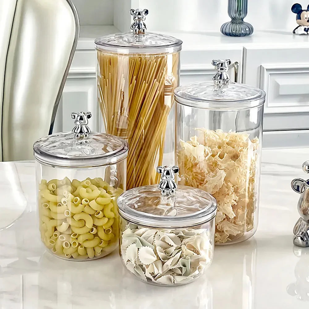 Transparent Food Storage Jars With Lid