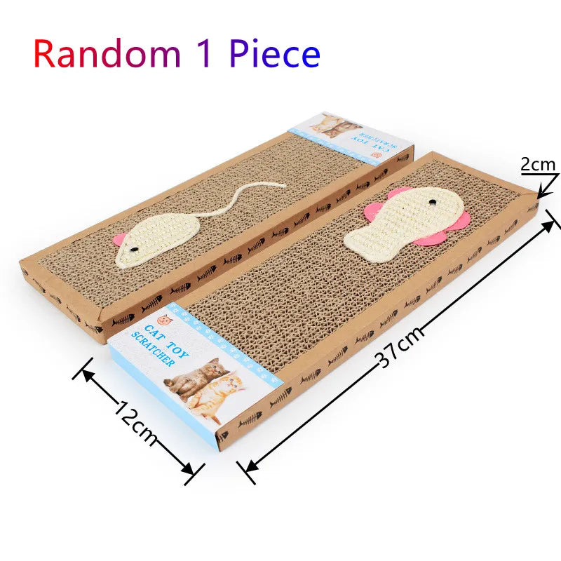 Cat Scratching Board With Cute Fish and Mouse Designs