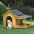 Large Wooden Dog House With Porch, Asphalt Roof and Elevated Floor