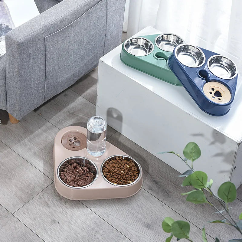 3 In 1 Pet Food Bowl with Bottle for Automatic Drinking