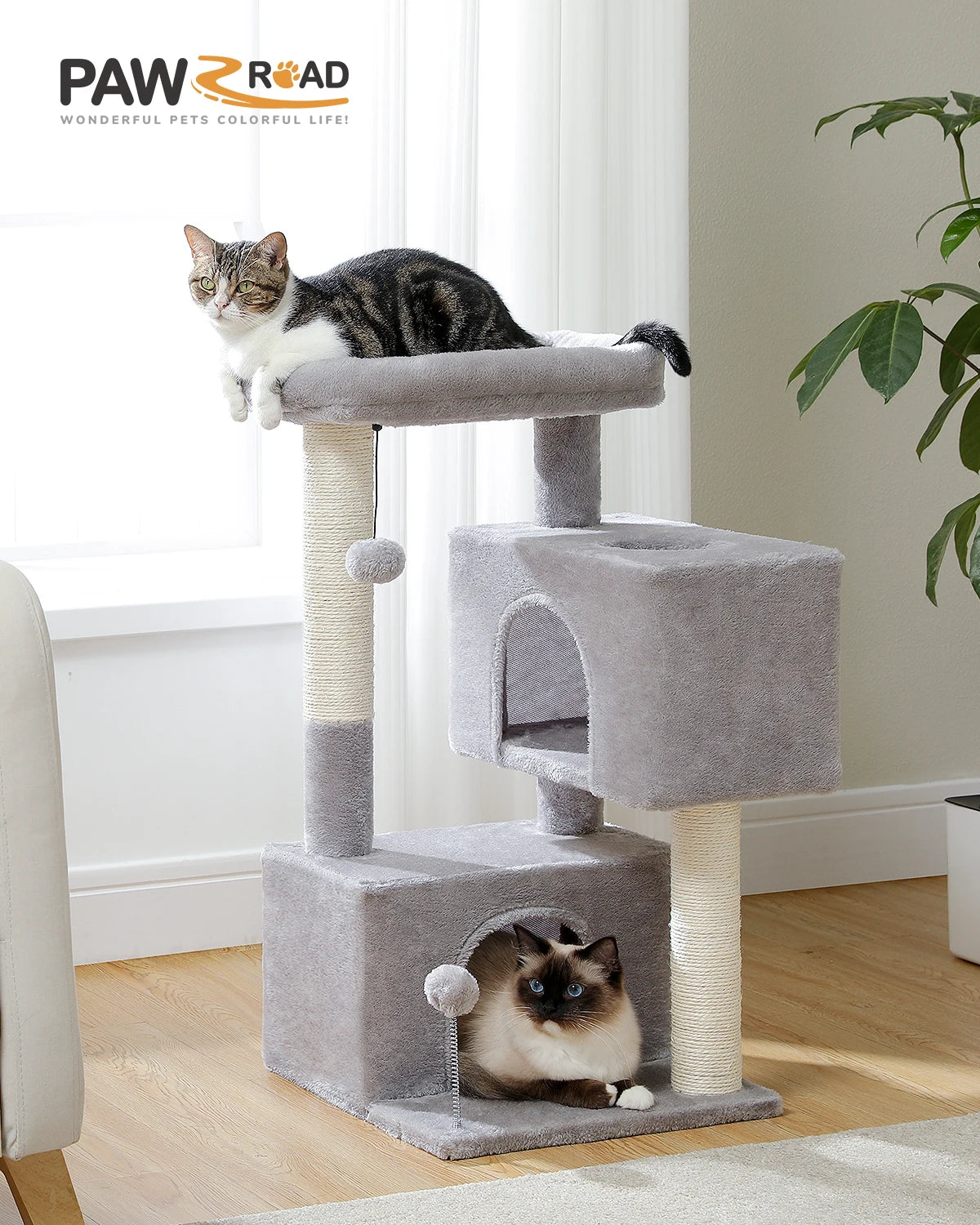 Cat Tower with Double Condo With Large Top Perch