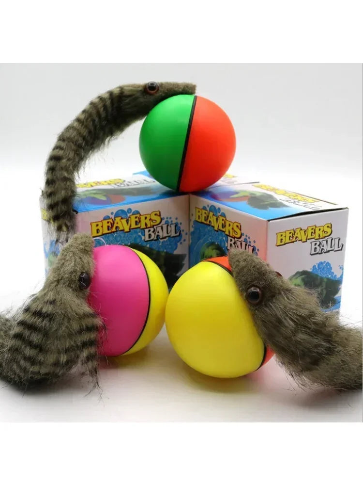 Pet Rolling Play Ball With Chasing Weasel