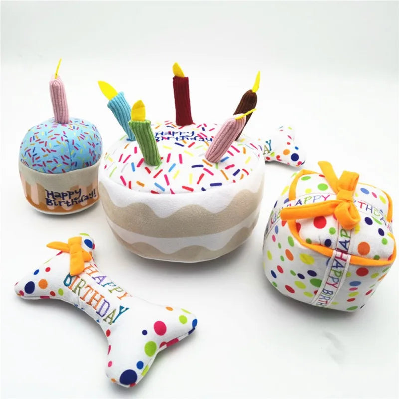 Dog Toy Cute Squeaky Birthday Cake, Bone Etc