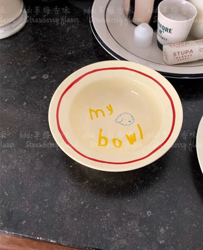 Cream Colored Cute Ceramic Plate Pet Tableware