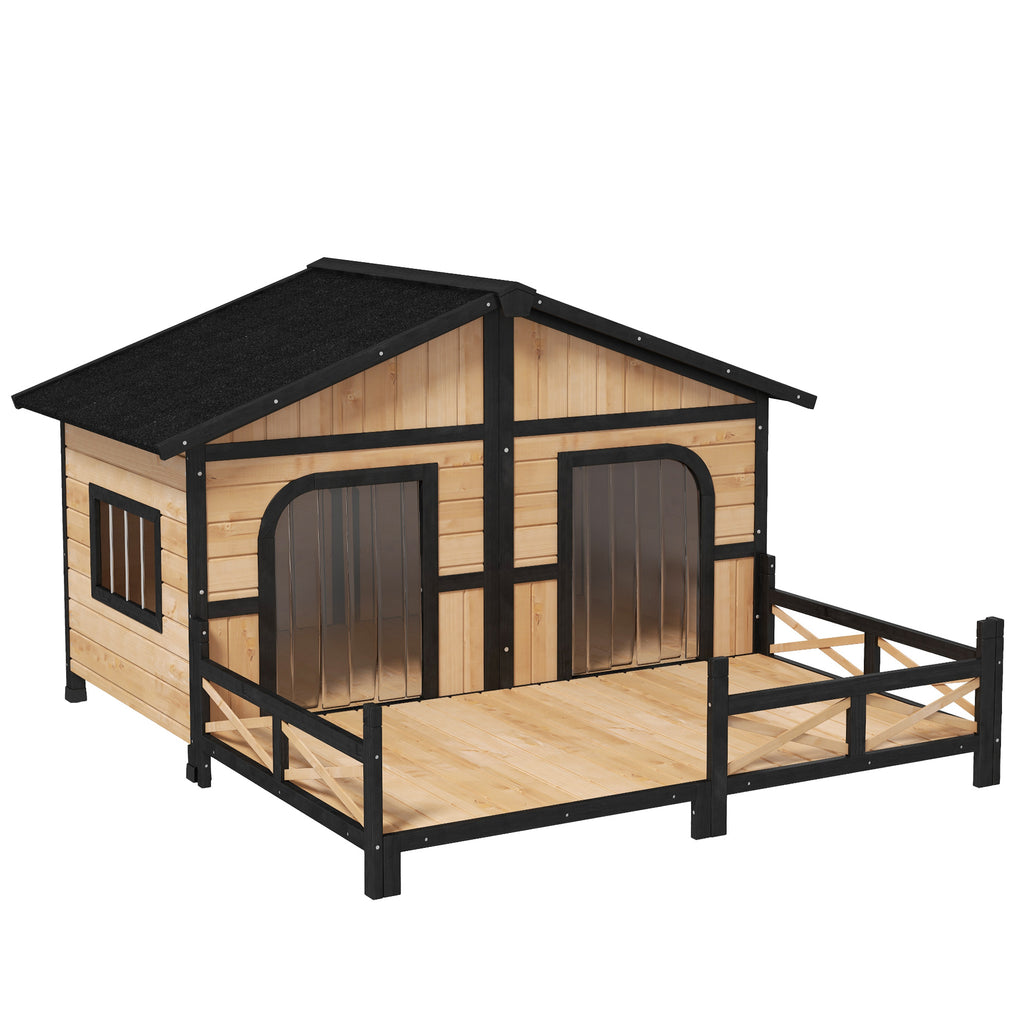 Large Wooden Dog House Rustic Log Cabin Style