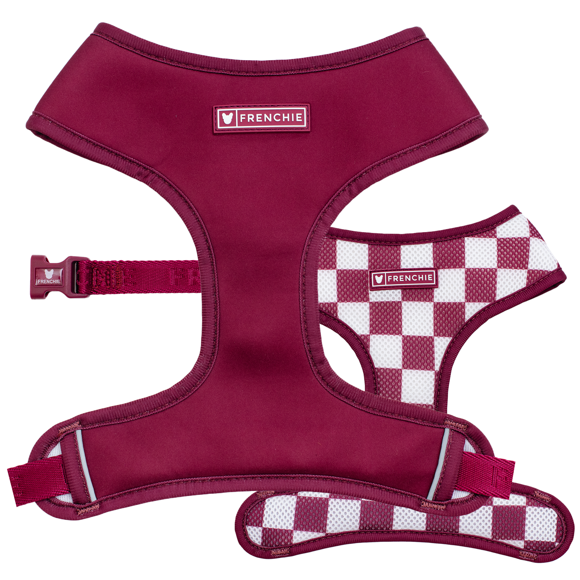 Frenchie Duo Reversible Harness - Solid Ruby