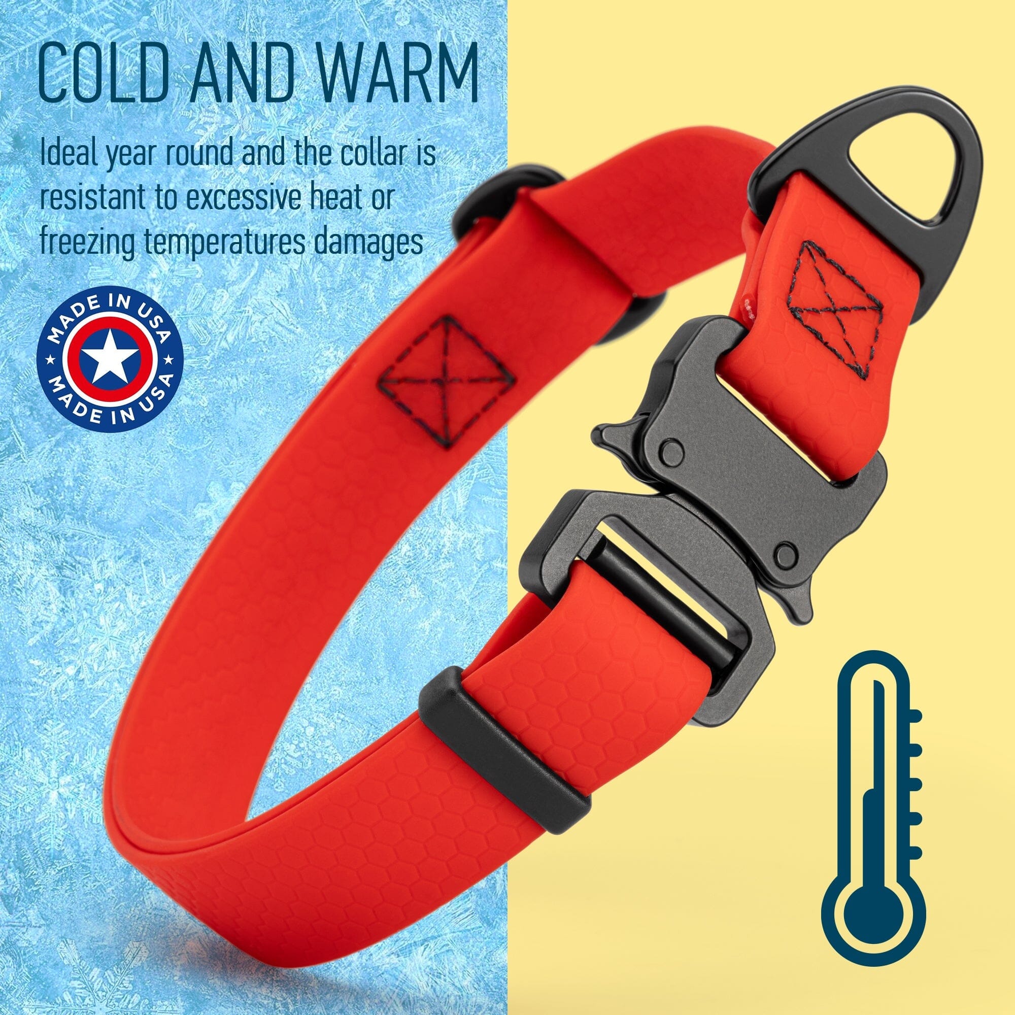Waterproof Dog Collar with Metal Stab-Lock Buckle