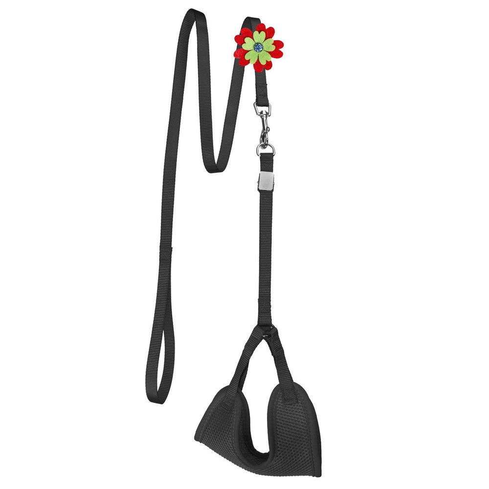 Mesh Step-In Nylon Dog Harness + Optional Flower Dog Leash