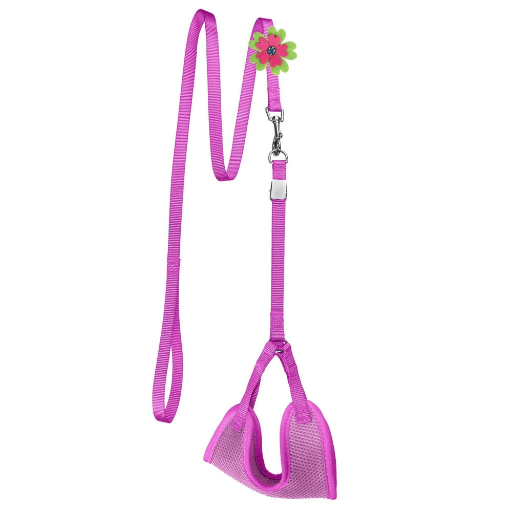 Mesh Step-In Nylon Dog Harness + Optional Flower Dog Leash