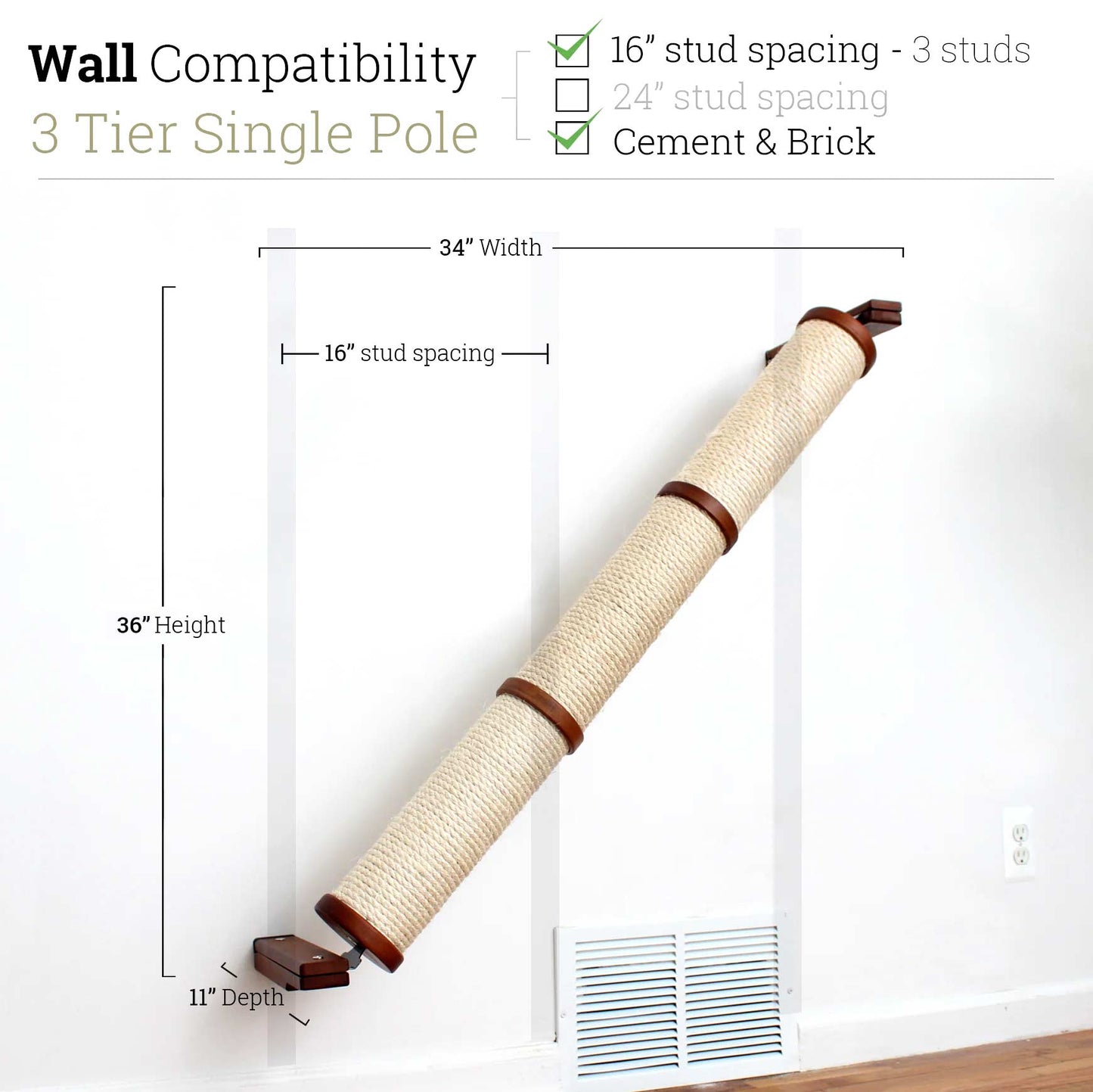 Slanted Cat Scratcher for Wall