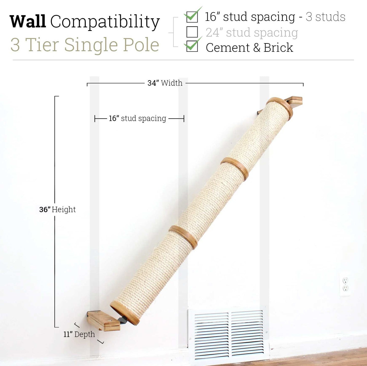 Slanted Cat Scratcher for Wall