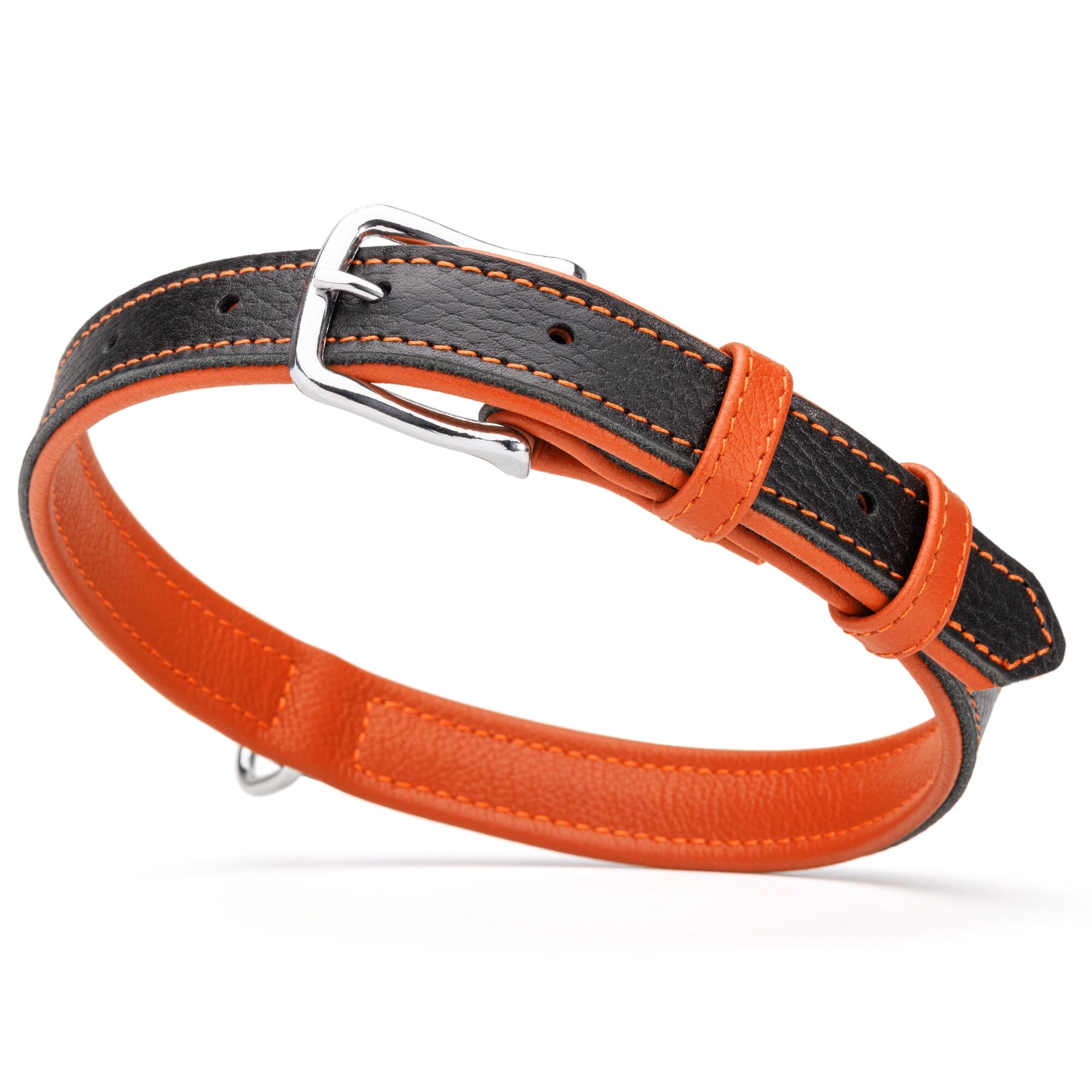 Soft Leather Dual-Color Flat Dog Collar