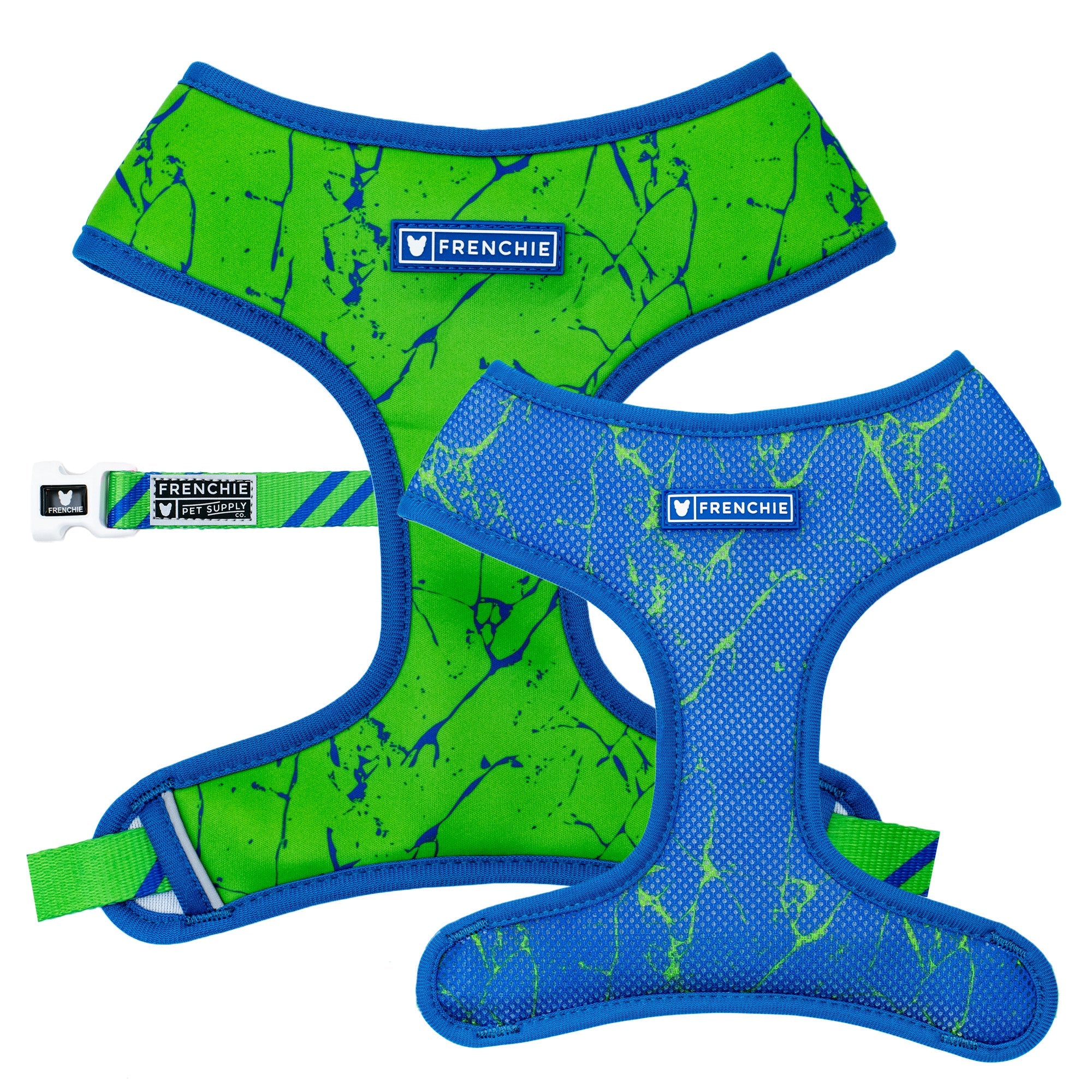 Frenchie Duo Reversible Harness - Green Marble