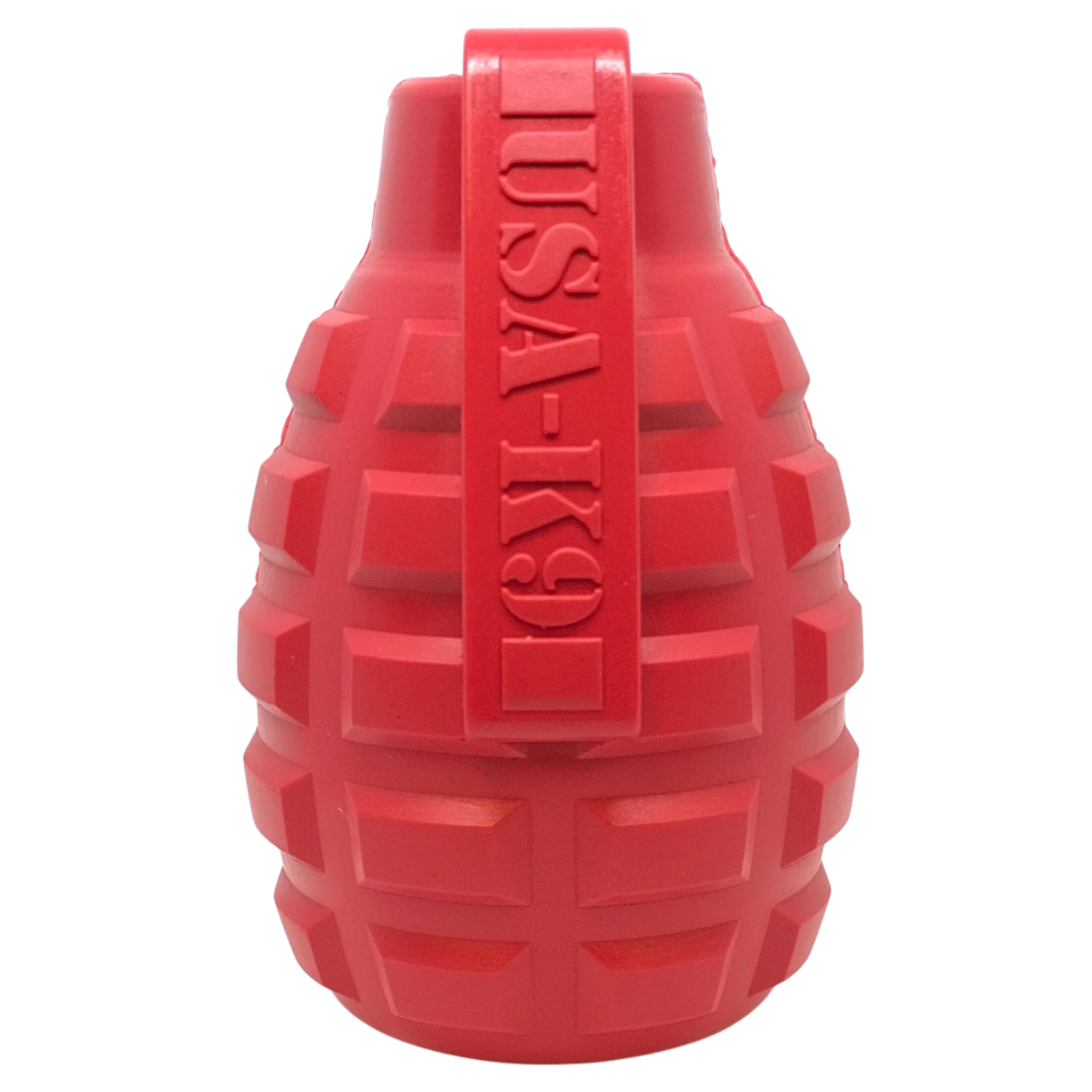USA-K9 Grenade eDispenser Durable Rubber Chew Toy & Treat Dispenser - red