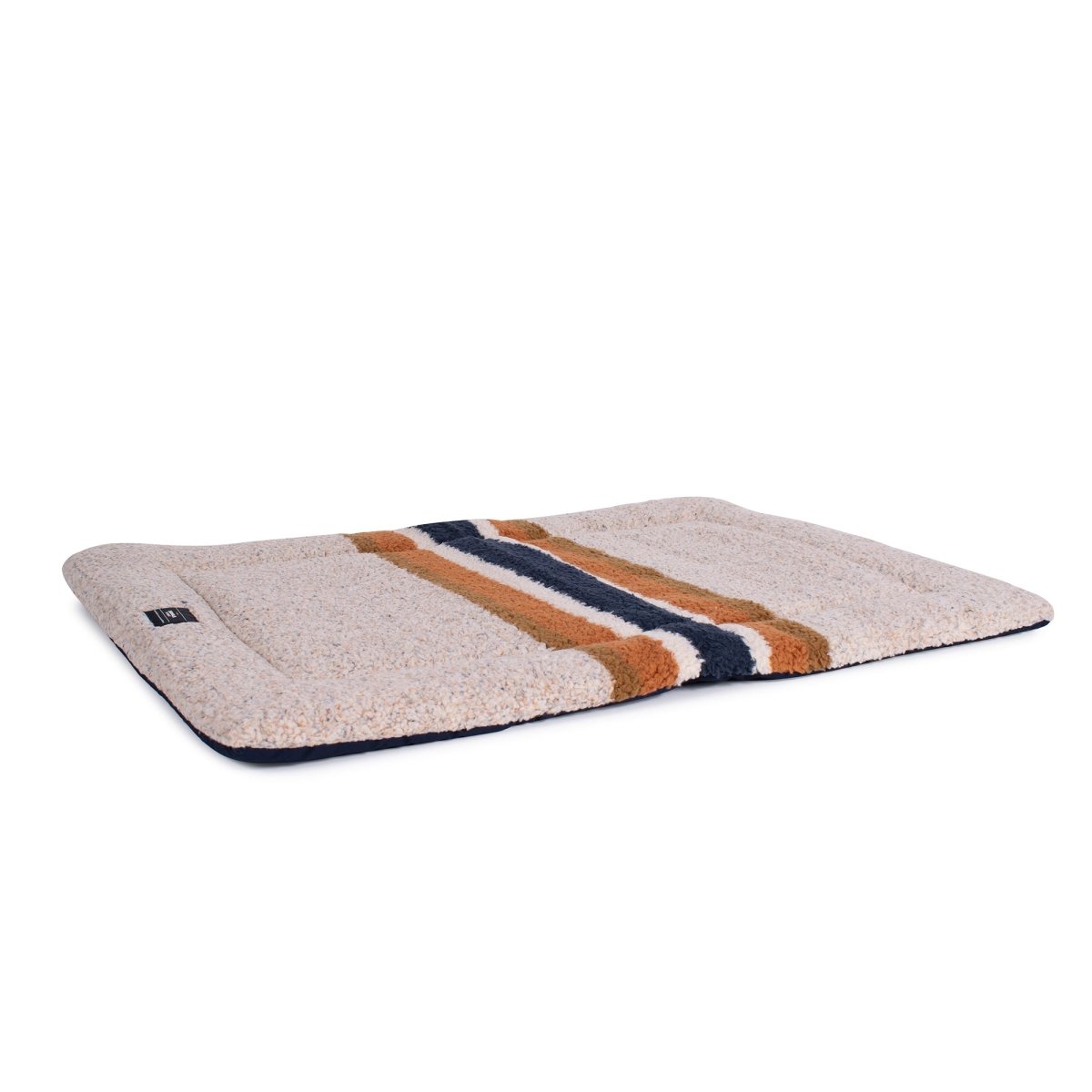 Shinola Brand Stripe Comfort Cushion Berber Dog Bed Oatmeal
