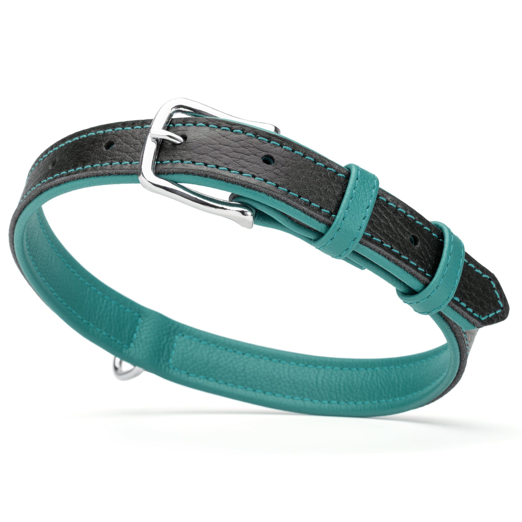 Soft Leather Dual-Color Flat Dog Collar