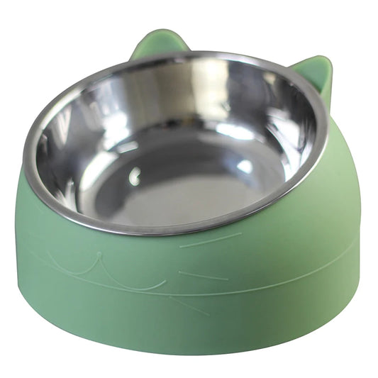 Raised Stainless Steel  Pet Bowls Safeguard Neck